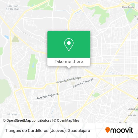 Mapa de Tianguis de Cordilleras (Jueves)
