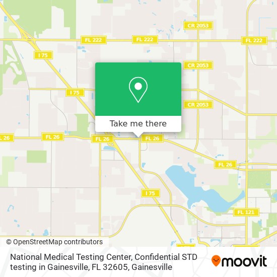 Mapa de National Medical Testing Center, Confidential STD testing in Gainesville, FL 32605