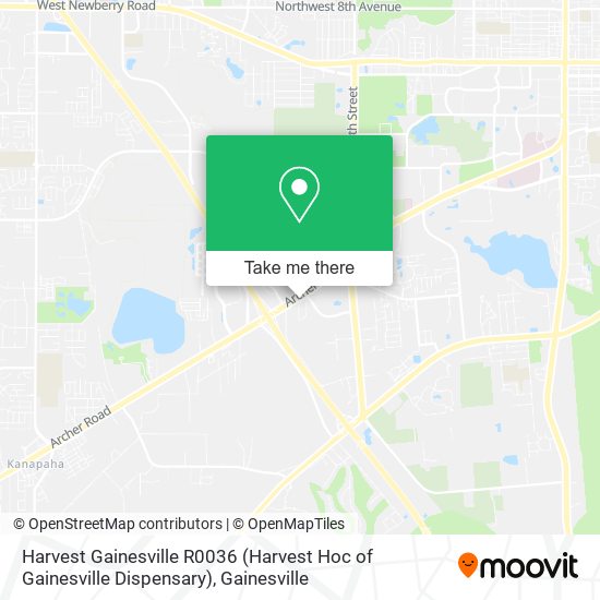 Mapa de Harvest Gainesville R0036 (Harvest Hoc of Gainesville Dispensary)