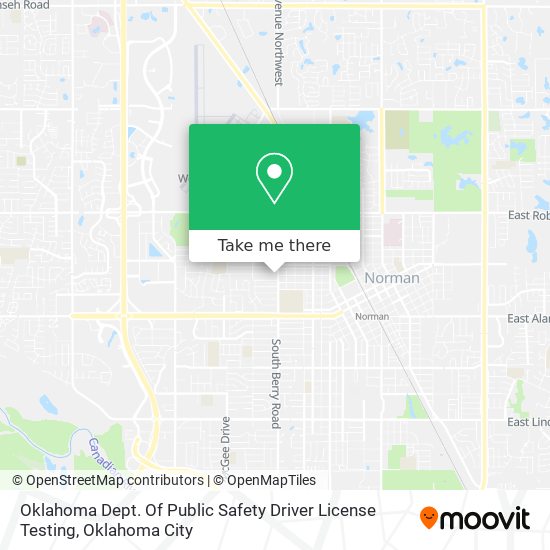 Oklahoma Dept. Of Public Safety Driver License Testing map