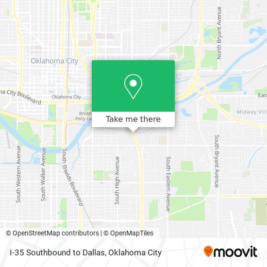 I-35 Southbound to Dallas map