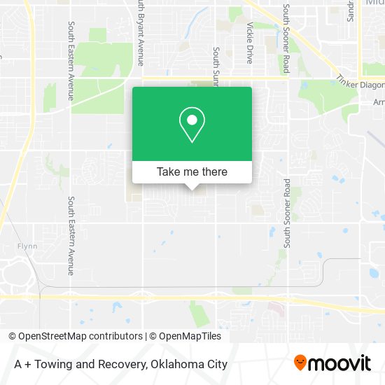 A + Towing and Recovery map