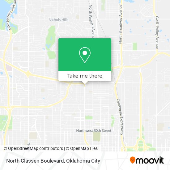 North Classen Boulevard map