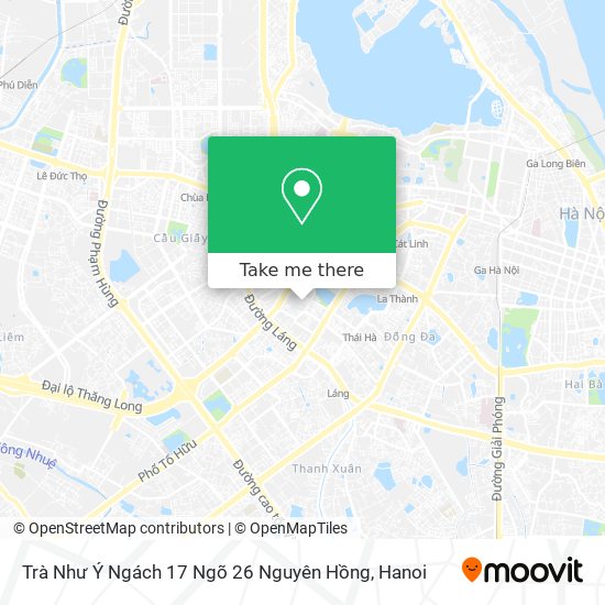 Trà Như Ý Ngách 17 Ngõ 26 Nguyên Hồng map