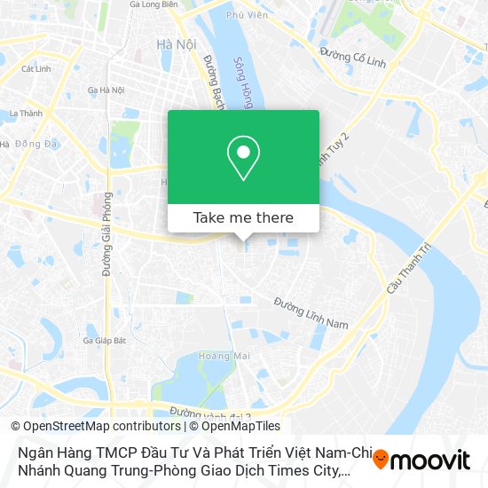Ngân Hàng TMCP Đầu Tư Và Phát Triển Việt Nam-Chi Nhánh Quang Trung-Phòng Giao Dịch Times City map