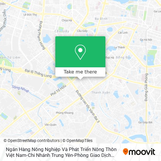 Ngân Hàng Nông Nghiệp Và Phát Triển Nông Thôn Việt Nam-Chi Nhánh Trung Yên-Phòng Giao Dịch Nguyễn T map