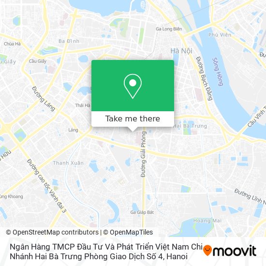 Ngân Hàng TMCP Đầu Tư Và Phát Triển Việt Nam Chi Nhánh Hai Bà Trưng Phòng Giao Dịch Số 4 map