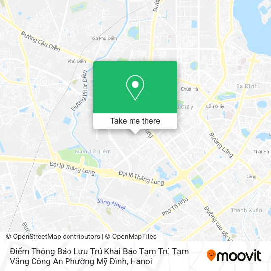Điểm Thông Báo Lưu Trú Khai Báo Tạm Trú Tạm Vắng Công An Phường Mỹ Đình map