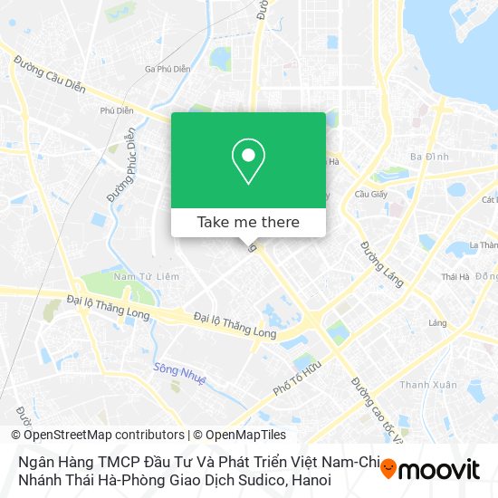 Ngân Hàng TMCP Đầu Tư Và Phát Triển Việt Nam-Chi Nhánh Thái Hà-Phòng Giao Dịch Sudico map