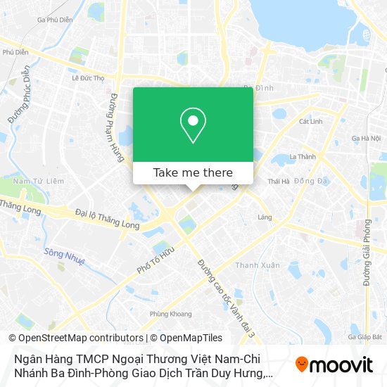 Ngân Hàng TMCP Ngoại Thương Việt Nam-Chi Nhánh Ba Đình-Phòng Giao Dịch Trần Duy Hưng map