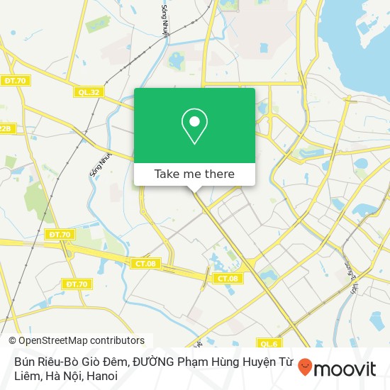 Bún Riêu-Bò Giò Đêm, ĐƯỜNG Phạm Hùng Huyện Từ Liêm, Hà Nội map