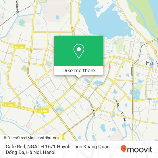 Cafe Red, NGÁCH 16 / 1 Huỳnh Thúc Kháng Quận Đống Đa, Hà Nội map