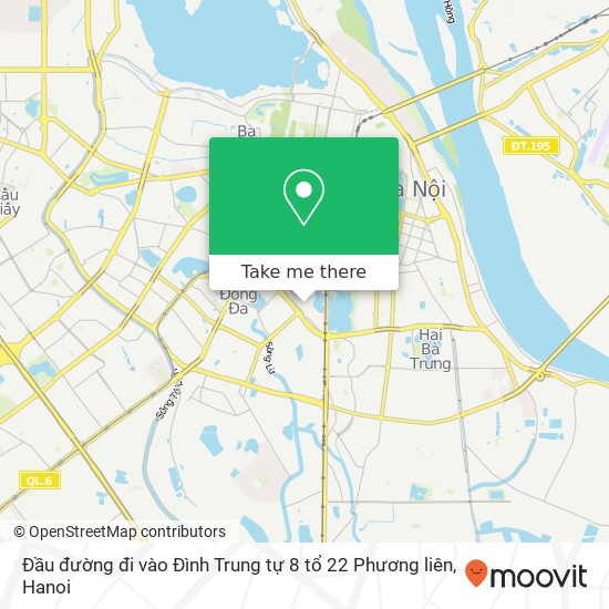 Đầu đường đi vào Đình Trung tự 8 tổ 22 Phương liên map