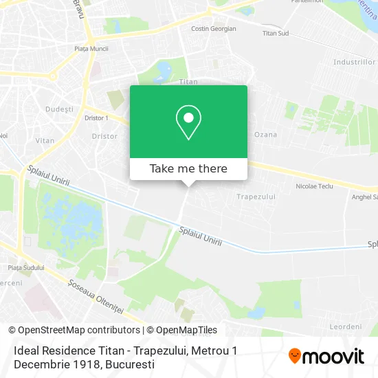 Ideal Residence Titan - Trapezului, Metrou 1 Decembrie 1918 map