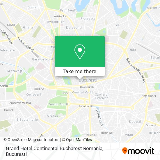 Grand Hotel Continental Bucharest Romania map