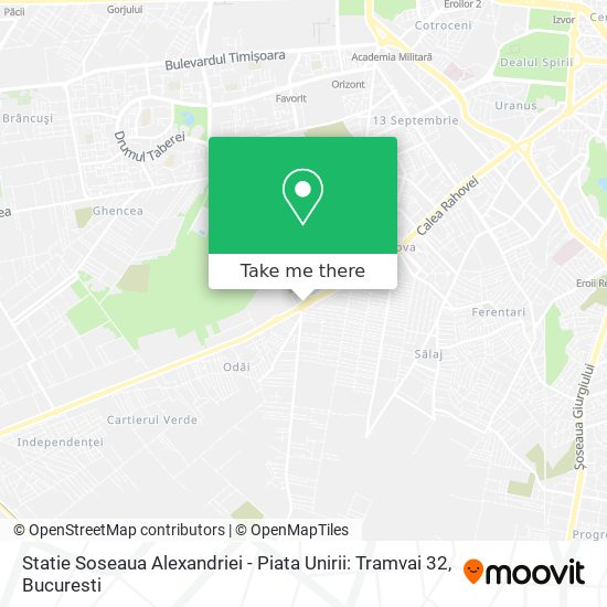 Statie Soseaua Alexandriei - Piata Unirii: Tramvai 32 map