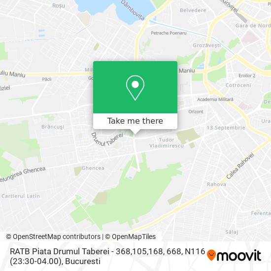RATB Piata Drumul Taberei - 368,105,168, 668, N116 (23:30-04.00) map