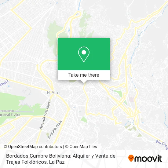 Mapa de Bordados Cumbre Boliviana: Alquiler y Venta de Trajes Folklóricos