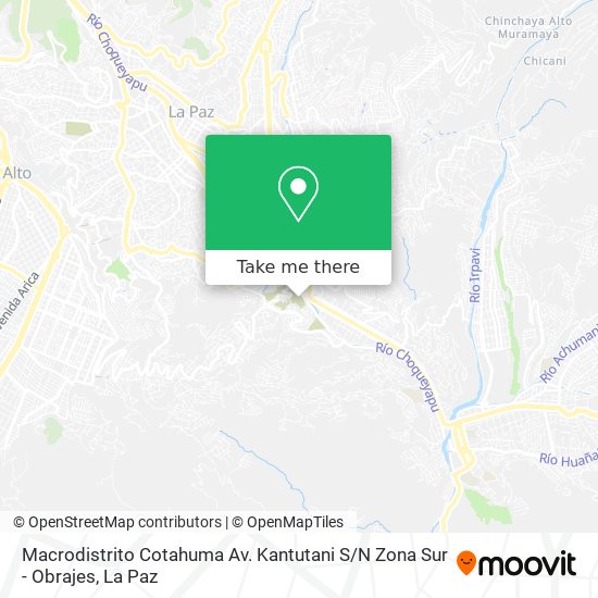 Mapa de Macrodistrito Cotahuma Av. Kantutani S / N Zona Sur - Obrajes