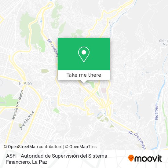 Mapa de ASFI - Autoridad de Supervisión del Sistema Financiero