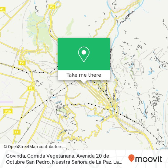 Mapa de Govinda, Comida Vegetariana, Avenida 20 de Octubre San Pedro, Nuestra Señora de La Paz