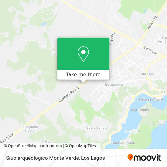 Mapa de Sitio arqueologico Monte Verde