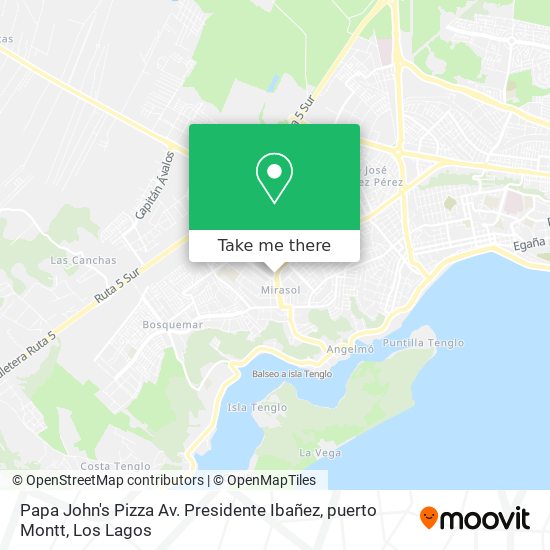 Papa John's Pizza Av. Presidente Ibañez, puerto Montt map