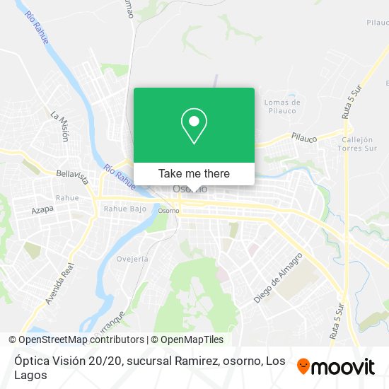 Mapa de Óptica Visión 20 / 20, sucursal Ramirez, osorno