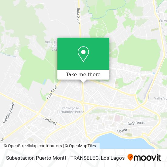 Mapa de Subestacion Puerto Montt - TRANSELEC