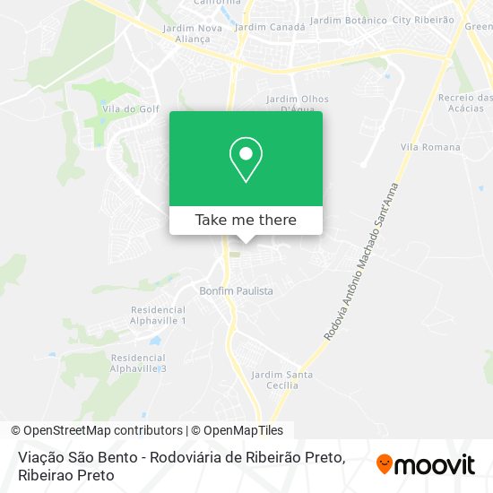 Mapa Viação São Bento - Rodoviária de Ribeirão Preto