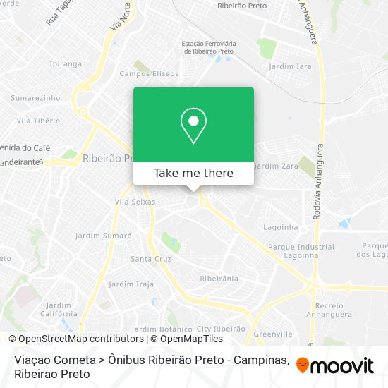 Mapa Viaçao Cometa > Ônibus Ribeirão Preto - Campinas