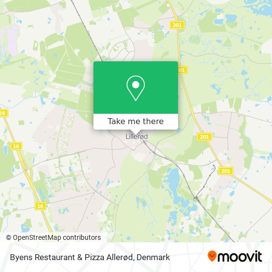 Byens Restaurant & Pizza Allerød map