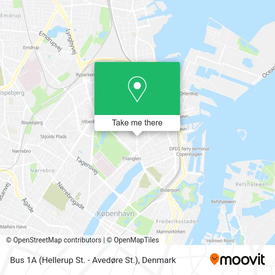 Bus 1A (Hellerup St. - Avedøre St.) map