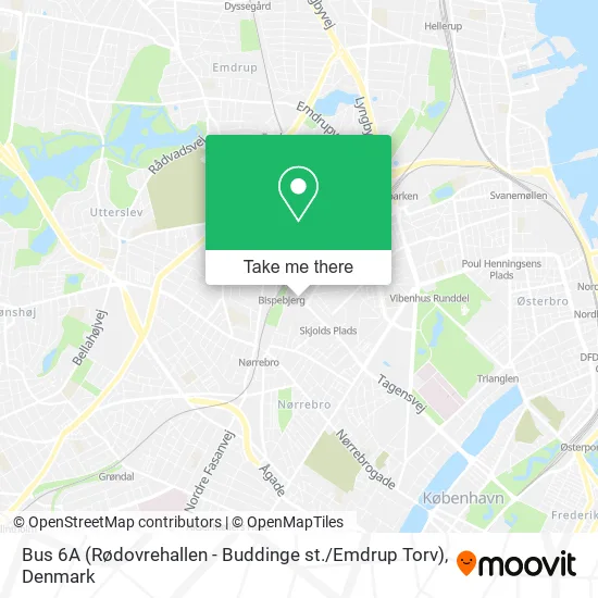 Bus 6A (Rødovrehallen - Buddinge st. / Emdrup Torv) map