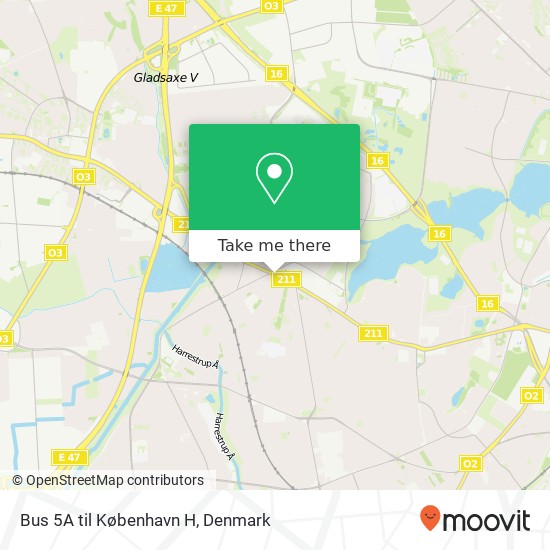 Bus 5A til København H map
