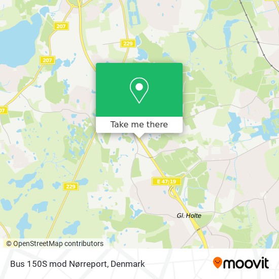 Bus 150S mod Nørreport map