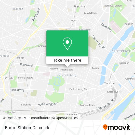 How to get Bartof in Frederiksberg Train, or Metro?