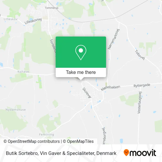 Butik Sortebro, Vin Gaver & Specialiteter map