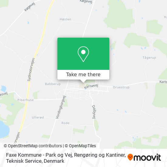 Faxe Kommune - Park og Vej, Rengøring og Kantiner, Teknisk Service map