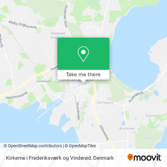 Kirkerne i Frederiksværk og Vinderød map