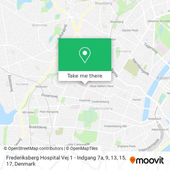 Frederiksberg Hospital Vej 1 - Indgang 7a, 9, 13, 15, 17 map