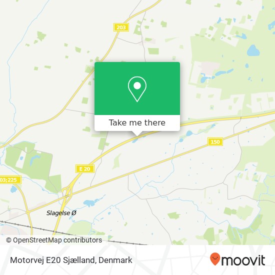 Motorvej E20 Sjælland map