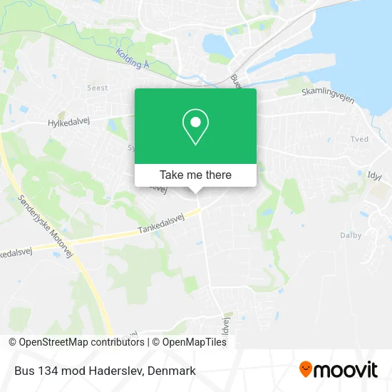 Bus 134 mod Haderslev map