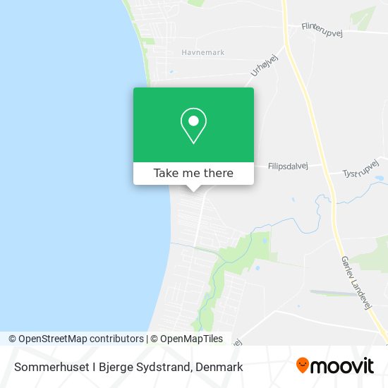 Sommerhuset I Bjerge Sydstrand map