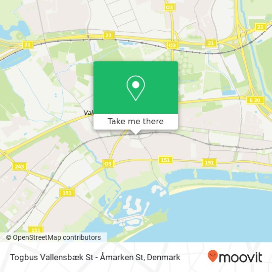 Togbus Vallensbæk St - Åmarken St map