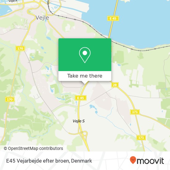 E45 Vejarbejde efter broen map