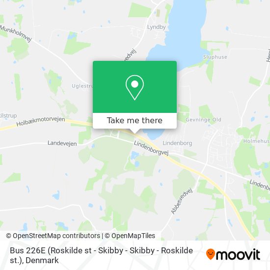 Bus 226E (Roskilde st - Skibby - Skibby - Roskilde st.) map