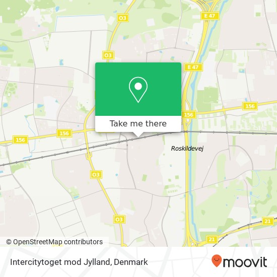 Intercitytoget mod Jylland map
