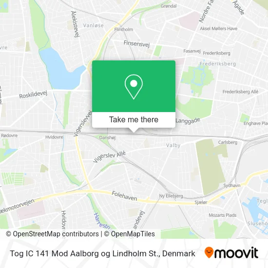 Tog IC 141 Mod Aalborg og Lindholm St. map