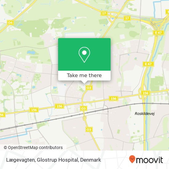 Lægevagten, Glostrup Hospital map